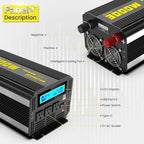 3000 Watt Modified Sine Wave Power Inverter, 12V DC to AC 110V/120V (Peak) 6000W Converter 3 Outlet Car Inverter with Remote Control and LED Display 3.4A USB Port