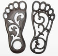 Sungmor Heavy Duty Cast Iron Stepping Mats for Front Door, 2PC 11.8 Inch Long Sturdy Metal Left & Right Footprint Stepping Stone, Retro Elegant Decorative Mat for Garden Lawn Panel Walkway Landscaping