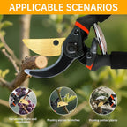 Titanium Bypass Pruning Shears, Rust-Resistant Coated Hand Pruners with Ergonomic Handles, Heavy Duty Garden Hedge Clippers Tools for Bonsai Scissors & Loppers