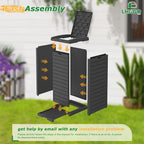 Outdoor Trash Can, 31 Gallon Garbage Can with Tiered Lid and Drip Tray, Waterproof Resin Patio Waste Bin for Garden, Backyard, Deck