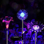 Outdoor Solar Powered LED Garden Lights Landscape Lighting Waterproof Multicolor Color Changing Stake Light for Patio Yard Pathway Flowerbed Lawn Christmas Decoration Figurine Dandelion Lily Sunflower
