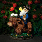 Gnome Gifts for Women, Solor Statue for Garden, Gnome and Highland Cow Figurine with Lights, Outdoor Decorations for Yard Lawn Patio, Gifts for Mom Grandma Mother in Law Gardener Mother'Day