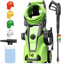 Professional Pressure Cleaner, 5000PSI Power Cleaner with Foam Cannon,4 Nozzles,33FT Hose and Soap Bottle, Car/Driveway/Patio Clean,Green