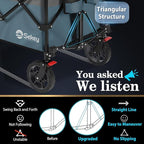 Sekey 220L Collapsible Foldable Wagon with 330lbs Weight Capacity, Heavy Duty Folding Wagon Cart with Big All-Terrain Wheels & Drink Holders (Blue&Grey)