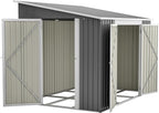 8x6 FT Metal Outdoor Storage Shed with Adjustable Side Door & Lockable Double Doors, Aluminum Frame, Waterproof Tool Shed with Floor Frame, Durable Garden Storage for Backyard & Patio