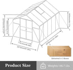 8x10 FT Greenhouses for Outdoor,Heavy Duty Polycarbonate Greenhouse,Large Walk-in Garden Green House with Raised Base,Double Doors and Two Ventilation Windows for Outside, Backyard,Black