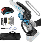 Chainsaw 6 Inch Mini Electric Chainsaw Cordless Battery Powered, HandHeld Chain Saw for Wood/Trees Trimming, Tools for Household and Garden, Chain Saw Gift for Men Dad Husband Women