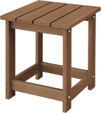 LZRS Adirondack Square Outdoor Side Table for Patio, Pool Composite Patio Table,HDPE End Tables for Backyard,Pool, Indoor Companion, Easy Maintenance & Weather Resistant(Brown)