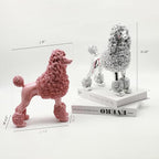 Lukitas Standing Sliver Poodle Sculpture Decor, Decorative Dog Statue, Animal Ornament for Garden Home, Resin 10''