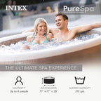 INTEX 28425EP PureSpa Bubble Massage Spa Set: Energy Efficient Spa Cover – Push Button Control Panel – 120 Jets – 4 Person Capacity – 77" x 28"