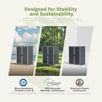 Patiowell Outdoor Storage Shed 5x3 FT, Plastic Garden Organizer Cabinet with Lockable Doors & Strong Roof for Patio Furniture, Pool Accessories, Lawn Tools, Dark Grey