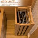 3 Person Wooden Steam Sauna Room, Red Cedar Luxurious Indoor Sona House with 6 KW Harvia Heater, Wi-Fi Controller, Bluetooth Speaker, Wooden Bucket, Scoop, Reading Light, 220V