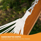 Lazy Daze Hammocks Cotton Fabric Spreader Bar Hammock, Outdoor Portable Hammock with Carrying Bag & Tree Straps for Bedroom, Patio, Backyard, Balcony, Max 450lbs Capacity, Blue