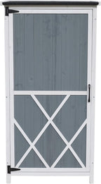 GDFStudio 54" Two-Tone Storage Shed Gray & White Design Outdoor Tool Storage House with Sloped Roof & 5 Customizable Compartments for Garden Patio Backyard, Gray