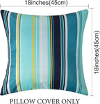 Pyonic Pack of 2 Outdoor Waterproof Throw Pillow Covers Light Blue Pillow Covers Decorative Square Cushion Cases for Patio Furniture Tent Garden Couch,18x18 Inches,Color Stripe