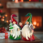 HONGLAND Outdoor Christmas Decorations, 2 PCS Metal Gnome Yard Art Christmas Gnomes 18 Inch Gnome Xmas Decorations for Outside Holiday Lawn Patio Yard Garden Decor