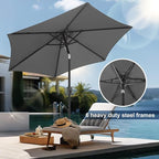 FLAME&SHADE 7.5ft Patio Umbrella - Outdoor Umbrella with Push Button Tilt and Crank for UV Protection, Table Market Umbrella for Garden, Deck, Backyard, Pool and Beach(Anthracite)