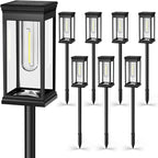 Solar Pathway Lights Outdoor - 8 Pack, IP65 Waterproof Warm White LED, Auto On/Off, Solar Powered Modern Square Design Landscape Lighting, for Walkway Garden Lawn Yard Decor