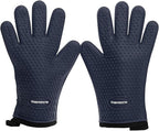 KITCHEN PERFECTION Silicone Smoker Oven Gloves - Extreme Heat Resistant BBQ Gloves - Handle Hot Food Right on Your Smoker Grill Fryer Pit | Waterproof Oven Mitts | Superior Value Set + 3 Bonuses