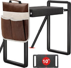 Heavy Duty Garden Kneeler and Seat for Elderly, 400lbs Capacity Foldable Gardening Stool with Support Legs & Thick Pad, Includes Large Tool Organizer Bag, Black