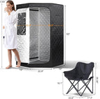 ZONEMEL Full Size Portable Steam Sauna, Personal Home Spa, 1500 Watt 4 Liter Steamer with Remote Control, Timer, Upgraded Portable Chair (Black, 63in-Height)