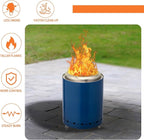 Tabletop Fire Pit 9.7 x 7.1 Inch with Removable Ash Pan, Smokeless Firepit Camping Stove with Bag for Outdoor Safe Burning Firepits, Stainless Steel Wood Burning Fire Pits for Heating, Blue