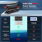500 Watt Inverter with LCD Display 12V DC to 110V/120V AC 1000 Watt(Peak) Car Power Inverter with 2 AC Outlets 20W PD USB-C and 18W QC USB-A Power Converter for Car, Laptops, Road Trip