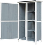 GDFStudio 54" Two-Tone Storage Shed Gray & White Design Outdoor Tool Storage House with Sloped Roof & 5 Customizable Compartments for Garden Patio Backyard, Gray