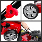 3 in 1 Self-Propelled Lawn Mower, 18 Inch 131cc Gas Powered Walk Behind Mower with Mulch/Side Discharge/Rear Bag, Rear Wheel Drive for Yard & Garden Red
