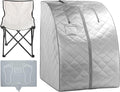 Portable Far Infrared Sauna for Home, Personal Sauna Spa for Relaxtion & Detox at Home, 1 Person Full Body Sauna Tent with Separate Heating Foot Pad & Foldable Chair (L 27.6’’ x W 31.5’’ x H 37.8’’)