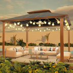 Kingdura Hardtop Gazebo 10'x10' with Double Polycarbonate Roof Canopy, Outdoor Gazebo with All-Weather Resistant Aluminum Frame Permanent Pavilion, UV Blocking for Patio Lawn Garden (Brown)