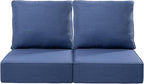 Luxury 22x24/22x25 6-Inch Outdoor Seat Cushions - Set of 2 Water Resistant Patio Chair Comfortable Cushion for Porch Rattan Dining Rocker Glider Loveseat Couch Sectional Sofa - Navy Blue