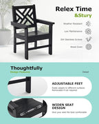 10 Piece HDPE Outdoor Dining Set for 8, Patio HDPE Furniture Set with 2 Table and Umbrella Hole, Outdoor Table and Chairs for Garden, Poolside, Backyard, Deck