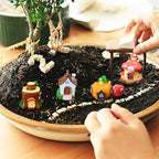 4 PCS Mini House Figurines, Miniature Village Hut Figurine, Fairy Garden Cottage Micro Landscape Ornaments Accessories for Bonsai, Succulent Planting, Flower Pots (4pcs)