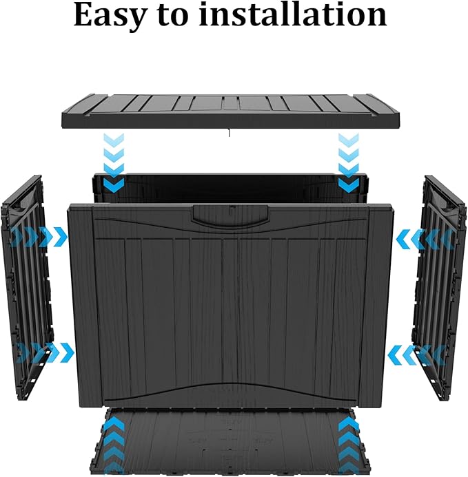 Outdoor Resin Storage Deck Box, 45 Gallon Capacity, Weather-Resistant, Black