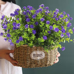 RECUTMS Artificial Flowers Outdoor Plastic 8 Branches Faux Plastic Corn-Flower Greenery Shrubs Plants Indoor Outside Hanging Planter Kitchen Home Wedding Office Garden Decor (Purple)