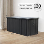 Domi 120-Gallon Outdoor Storage Box – Waterproof, Lockable Storage Cabinet with Resin Lid for Patio Furniture, Garden Tools & Pool Supplies – Large Metal Storage for Cushions, Toys & More