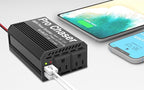 Pro Chaser 400W Car Power Inverter 12V DC to 110V AC Car Truck RV Inverter 6.2A Dual USB Charging Ports for Road Trips (USB C Adaptors Included) (Black)