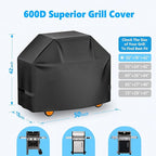Grill Cover 50 Inch - Superior BBQ Cover for Weber Spirit 300 and 200 Series Grill, 600D Outdoor Barbecue Covers Waterproof Heavy Duty for Weber Spirit E210, E215, E310, E315, E320 and E330