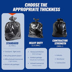 120 Count 55-60 Gallon Trash Bags, Tear-Free Large Black Garbage Bags for Kitchen, Office, Outdoor, Commercial Use, Lawn and Leaf Bags, Lightweight 17 Micron Design for Daily Dry Waste