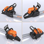 380 Gas Chainsaw, 72cc 2-Cycle 3.6KW 4.8HP Power Chain Saw with 24 Inch Alloy Bar, OEM Code F380W, Replacement For Stihl MS381, MS380, 038, NS872, Heavy Duty Logging