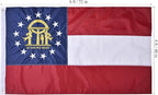 Georgia State Flag 4x6 Ft Deluxe Full Embroidered Premium Polyester Durable GA Outside Flag with Sewn Stripes and Brass Grommets for Indoor/Outdoor