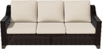 Vista Vibe 78" Patio Wicker 3-seat Sofa, Deep Seat & Upholstered Loveseat, Outdoor All-Weather Rattan Couch with Removable Cushions, Steel Frame Couch for Garden, Poolside (Brown/Beige)
