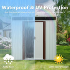 Favfurish 6×5 FT Outdoor Galvanized Metal Storage Shed Large Garden Sheds W/Sliding Doors and Padlock,Rust and Waterproof,with Window and Punched Vents,Tool-Sheds for Backyard,Lawn,White