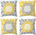 Qahing Pack of 4 Fall Outdoor Waterproof Pillow Covers 18x18 Decorative Outdoor Throw Pillows Garden Square Cushion Cases for Patio Furniture, Couch, Tent Sunbrella, Bench, Mustard Yellow Grey