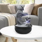 15.7-inch High 4-Tier Indoor Tabletop Water Fountain Polyresin Water Fountains - Resin Crafts - Elegant Design - Tabletop Ornament - Ideal for Desktop Home Office Living Room Gifts