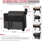Unicook Pellet Grill Cover Compatible for Traeger Pro 34 Series, Texas, Pit Boss 820, Grilla Silverbac Grills, Unique Waterproof Vinyl with Polyester Lining, Outdoor Full Length Smoker Cover