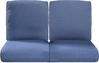 Pop 22x25/22x24 Outdoor Seat Cushions Set of 2 - Comfortable High Back Water-Resistant Patio Wicker Chairs Cushion for Dining Rocker Glider Loveseat Couch Sectional Sofa - Navy Blue/Classic