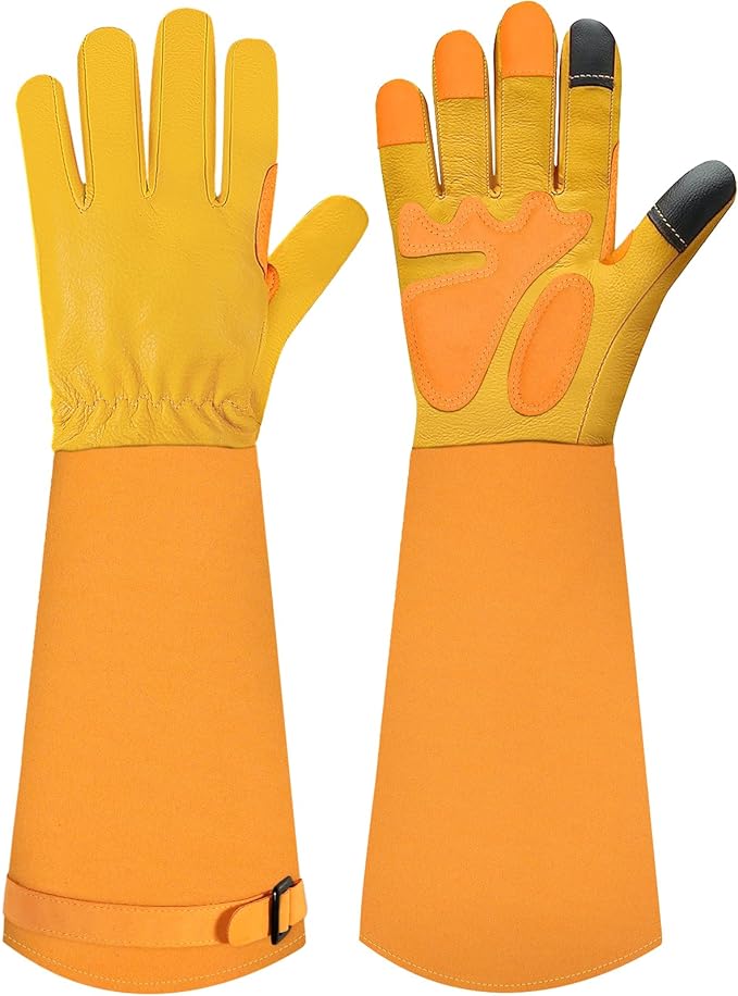 Long-Gardening-Gloves for Women/Men - Thorn Proof Rose Pruning Gloves Heavy Duty Gauntlet-S