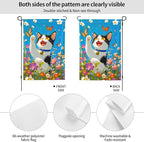 Cat Flower Garden Flag Vertical Double Sided Outdoor Yard Flags 12.5x18 Inch Burlap Banners for House Lawn